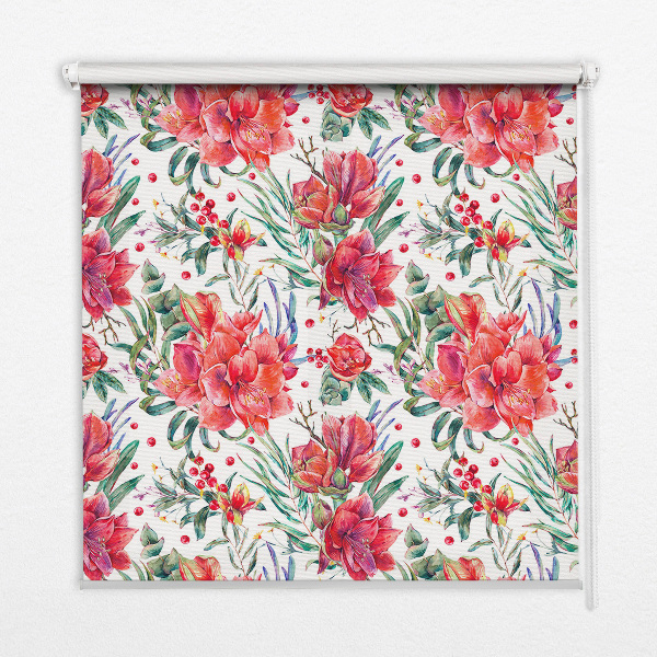 Modern roller blind Red flowers