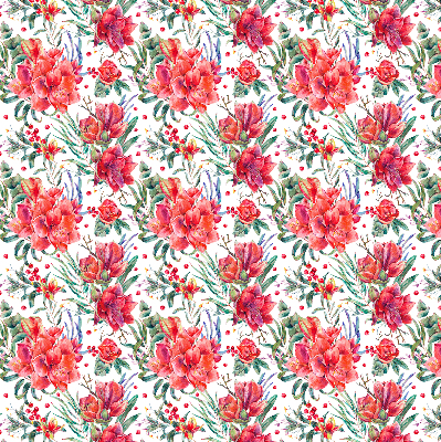 Modern roller blind Red flowers
