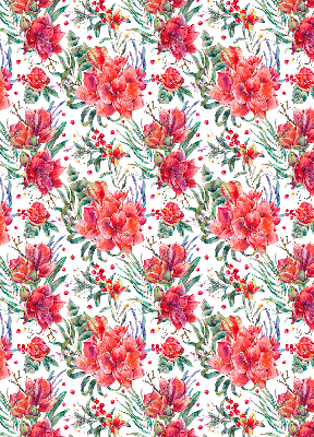 Modern roller blind with red flowers print