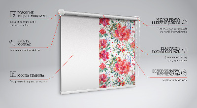 Modern roller blind Red flowers