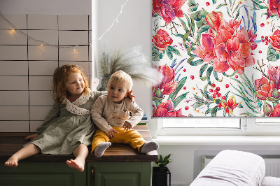 Modern roller blind Red flowers