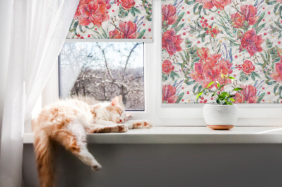 Modern roller blind Red flowers