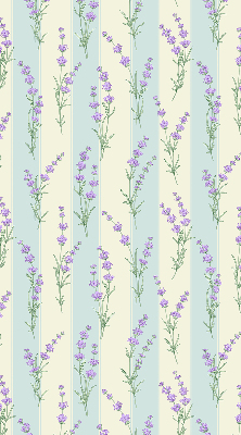 Fabric roller blind with a purple flower pattern