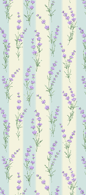 Fabric roller blind with a purple flower pattern