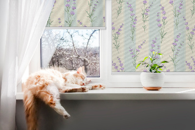 Fabric roller blind Purple flowers