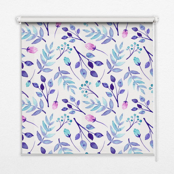 Modern roller blind Blue flowers
