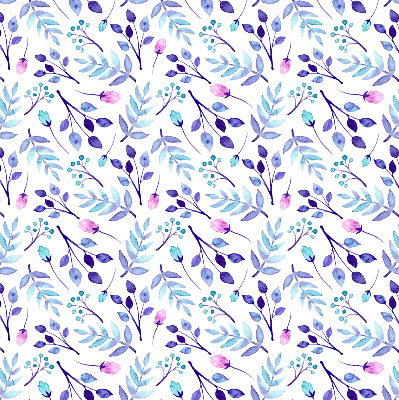 Modern roller blind Blue flowers