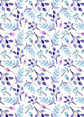 Modern roller blind Blue flowers