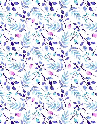 Modern roller blind with blue flowers print