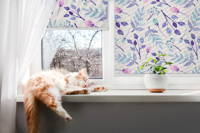 Modern roller blind Blue flowers