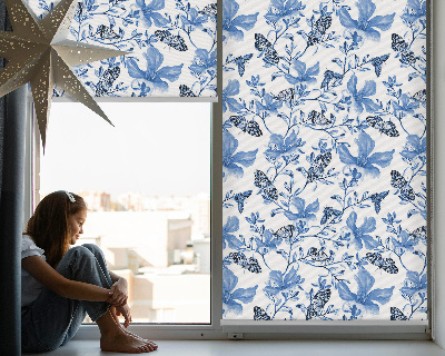 Roller blind for large window Blue butterflies