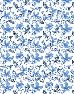 Roller blind for large windows with blue butterflies print