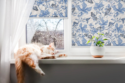 Roller blind for large window Blue butterflies