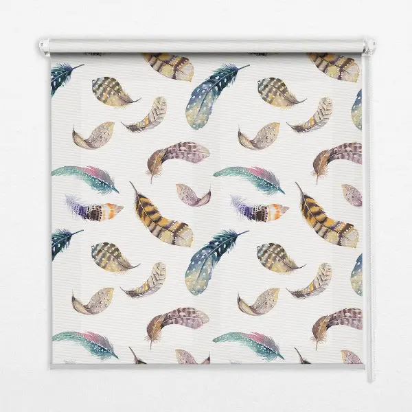 Fabric roller blind with a feathers pattern
