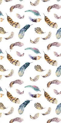 Fabric roller blind with a feathers pattern