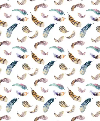 Fabric roller blind with a feathers pattern