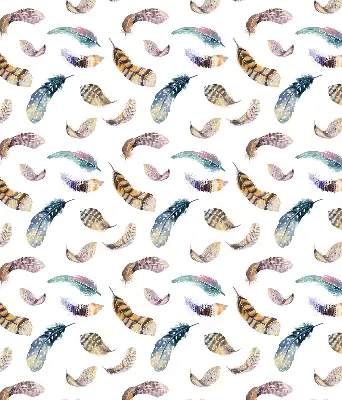 Fabric roller blind with a feathers pattern