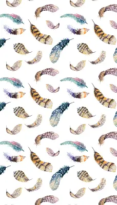 Fabric roller blind with a feathers pattern