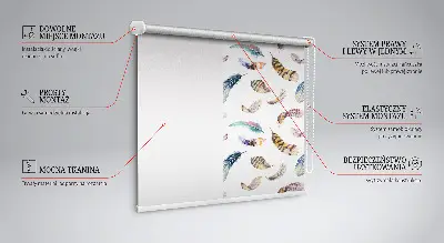Fabric roller blind with a feathers pattern