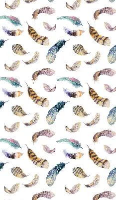 Fabric roller blind with a feathers pattern