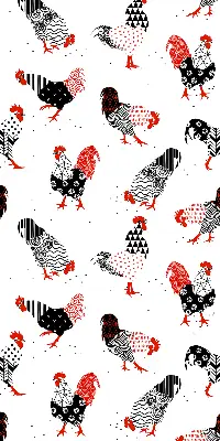 Modern roller blind roosters pattern