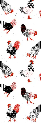 Modern roller blind roosters pattern