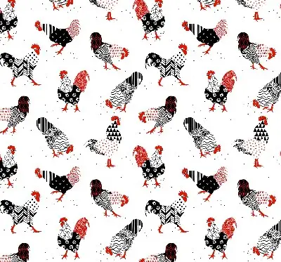Modern roller blind roosters pattern
