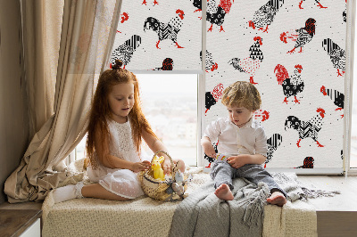 Modern roller blind Roosters
