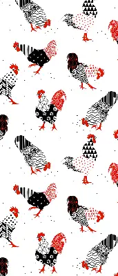 Modern roller blind roosters pattern