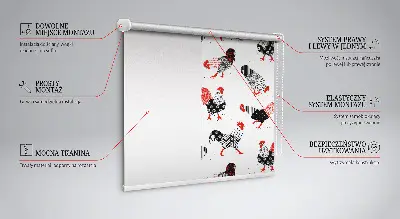 Modern roller blind roosters pattern