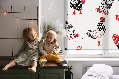 Modern roller blind Roosters