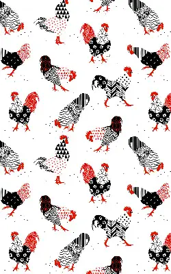 Modern roller blind roosters pattern