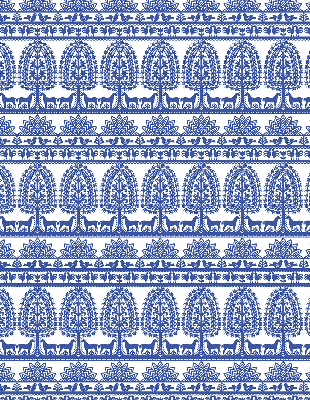 Roller blind for large window Blue pattern