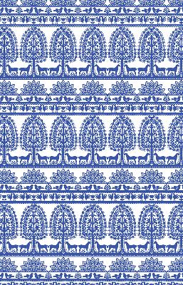 Roller blind for large window Blue pattern