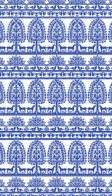 Roller blind for large window Blue pattern
