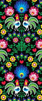 Roller blind for large window Colorful roosters