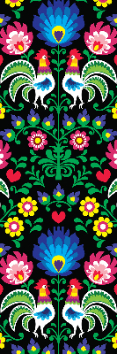 Roller blind for large window Colorful roosters
