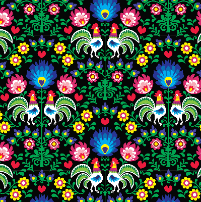 Roller blind for large window Colorful roosters