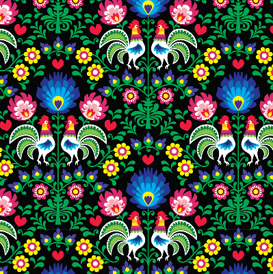 Roller blind for large window Colorful roosters