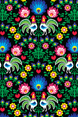 Roller blind for large window Colorful roosters