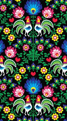 Roller blind for large window Colorful roosters