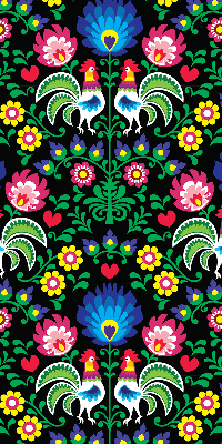 Roller blind for large window Colorful roosters