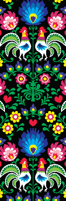 Roller blind for large window Colorful roosters