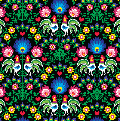 Roller blind for large window Colorful roosters