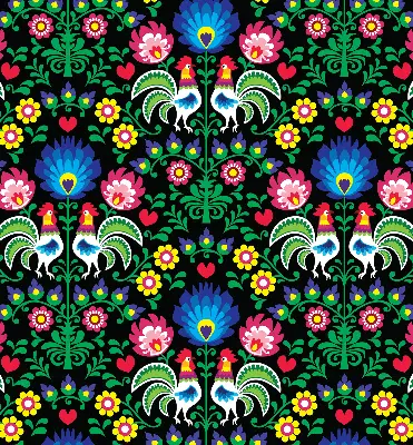 Roller blind for large window with a colorful rooster pattern