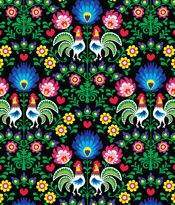 Roller blind for large window Colorful roosters