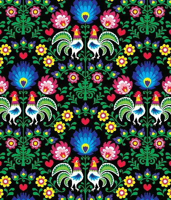 Roller blind for large window with a colorful rooster pattern