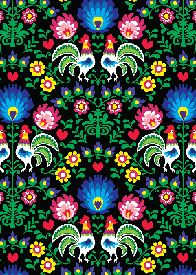Roller blind for large window Colorful roosters