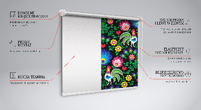 Roller blind for large window Colorful roosters