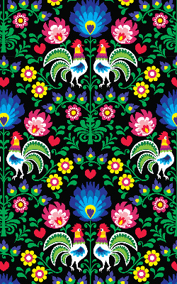 Roller blind for large window Colorful roosters